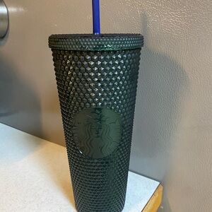 Starbucks Green Studded Tumbler with Blue Straw